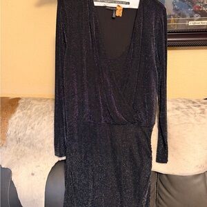 White House Black Market Black Shimmer Dress Size 14